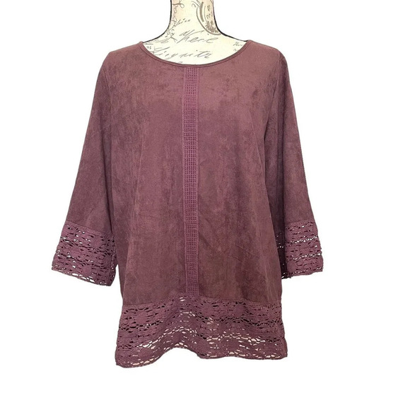 Soft Surroundings Susina Faux Suede Lace Tunic Size Large - Picture 9 of 9